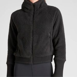 Athleta Tugga Sherpa Jacket- Black with white trim- Medium